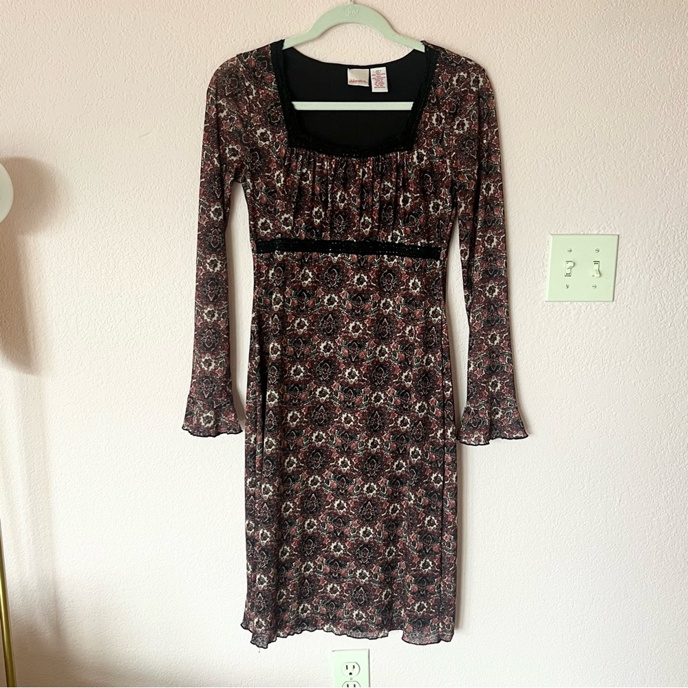 Vintage Y2K 2000s boho lace trim xhilaration midi dress
